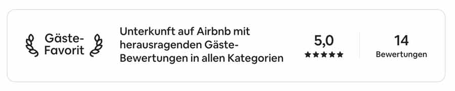 Bild: Bewertungen 14x 5,0 Gästefavorit auf AirBnb